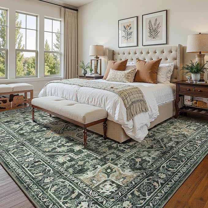 Lessymo Washable 8×10 Green Area Rugs - Image 2