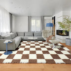 KICMOR Rugs for Living Room 8x10, Large Fluffy Fuzzy Brown and Cream White - Image 6
