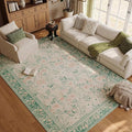 Rugxara Green Floral Rug for Living Room Bedroom, 5x7 Washable Rug, Vintage by Rugxara