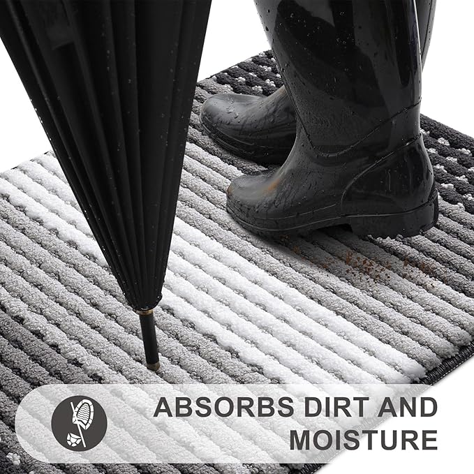 Kitinjoy Indoor Outdoor Door Mat, 59x24 Non-Slip Absorbent Dirt Trapper - Image 2