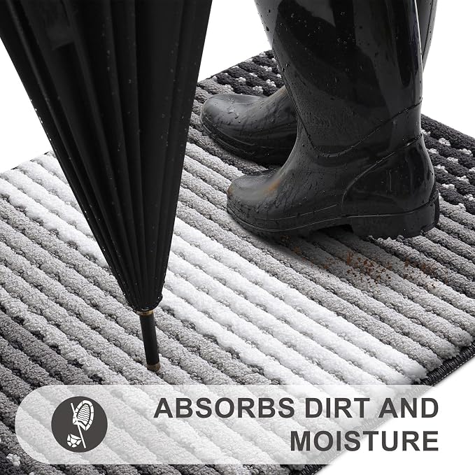 Kitinjoy Indoor Outdoor Door Mat, 47x24 Non-Slip Absorbent Dirt Trapper - Image 2