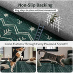 SERISSA 9x12 Area Rugs for Living Room, Washable Non-Slip Dark Green Boho Rug - Image 5