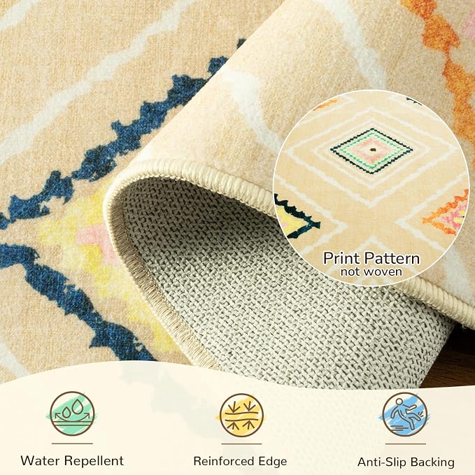 BESTSWEETIE Area Rug 6x9 Rug Machine Washable Non-Slip Low Pile Print Pattern - Image 3