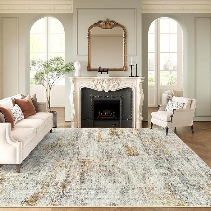 Soalmost 9x12 Area Rugs for Living Room, Non Slip Machine Washable Vintage Rugs - Image 2