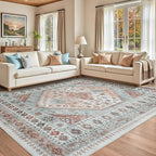 Vintage Area Rugs 9x12 Living Room, Large Washable Rug, Boho Carpet, Non Slip & by Carpelux