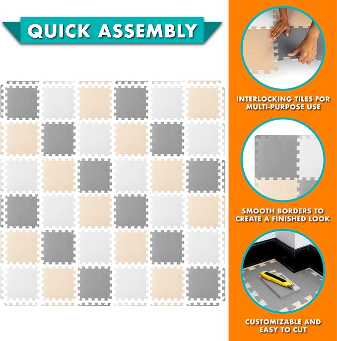 ProSource Baby Play Mat, Soft Foam Floor Tiles - Image 6