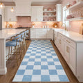 GarveeHome Checkered Light Blue and White 2x6 Washable Kitchen Runner Rug by GarveeHome