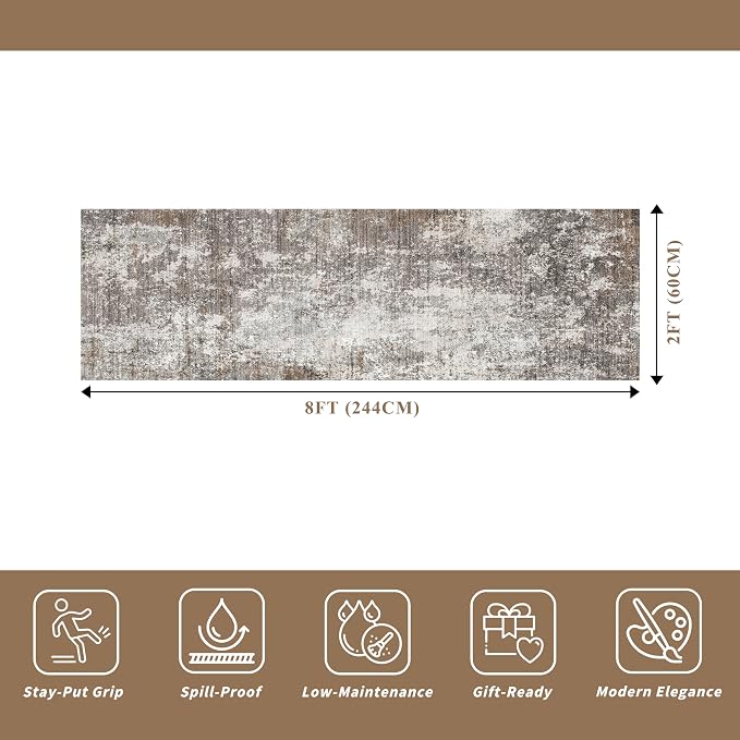 Washable 2x8 Kitchen Rug Runner – Non-Slip Stain-Resistant Soft Carpet Runner - Image 2