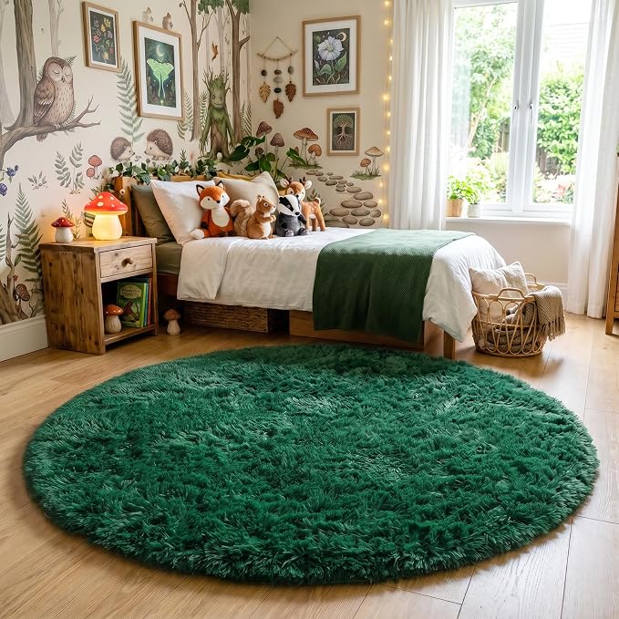 Amdrebio Dark Green Round Rug 4Ft - Image 8