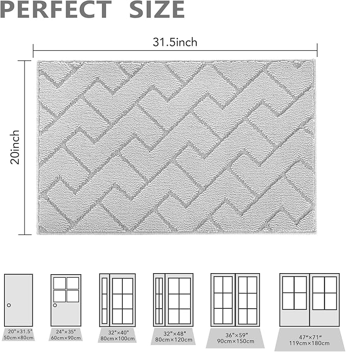 hicorfe Dirt Trapper Doormat, Non Slip Backing Washable Door Mats, Absorbent - Image 2