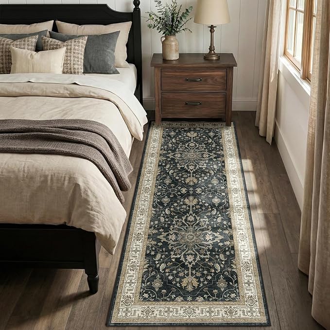 RELEANY Area Rugs Runner 2'x6' Washable Non-Slip, Floral Vintage Distress - Image 2