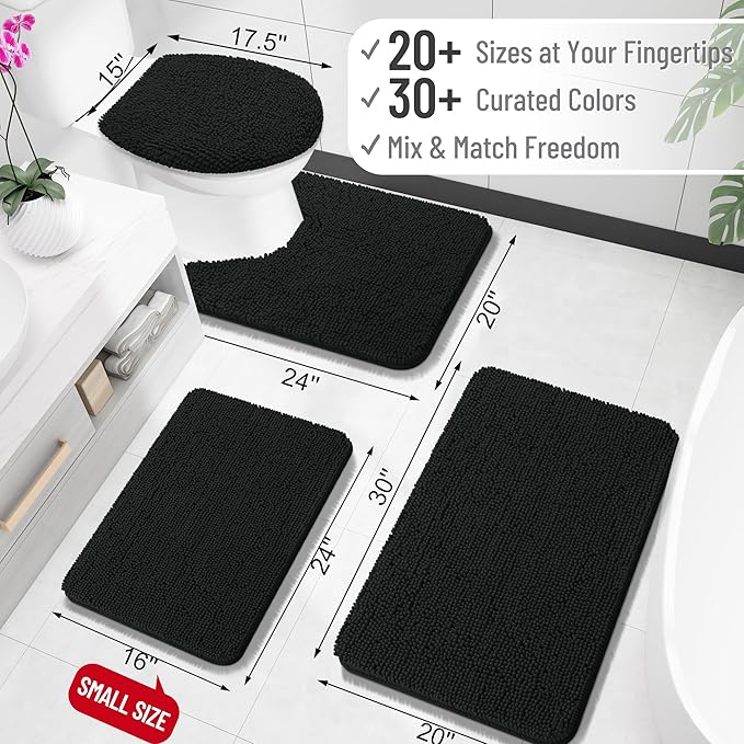 OLANLY Toilet Rugs U-Shaped 24x24, Extra Soft Absorbent Chenille Contour - Image 2