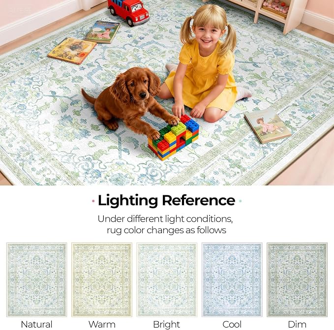 CAPALOCA Machine Washable Rugs Nursery Rug 8x10 Cute Girl Non Slip Low Pile - Image 8