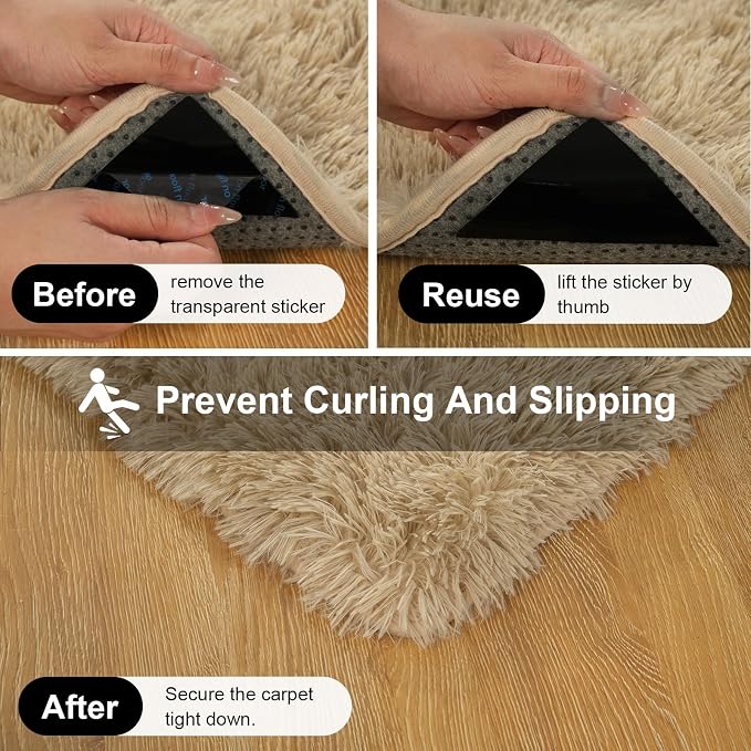 2x3 Rugs for Bedroom, Fluffy Area Rugs for Living Room, Small Fuzzy Shag Soft - Image 3