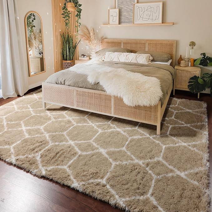 ONASAR Living Room Area Rug 6x9, Large Beige and White Geometric Floor Rugs - Image 6