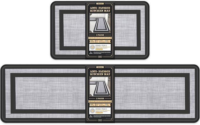 Mattitude Kitchen Mats Set of 2 Cushioned Rugs 0.47 inch Thick Anti-Fatigue Mats by Mattitude