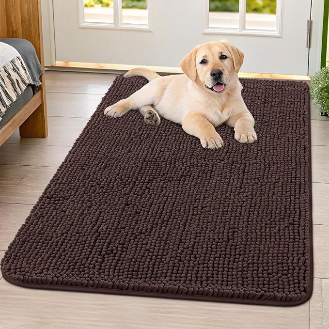 Smiry Dog Door Mat for Muddy Paws 40x32, Absorbent Dirt Trapper, Non-Slip by Smiry
