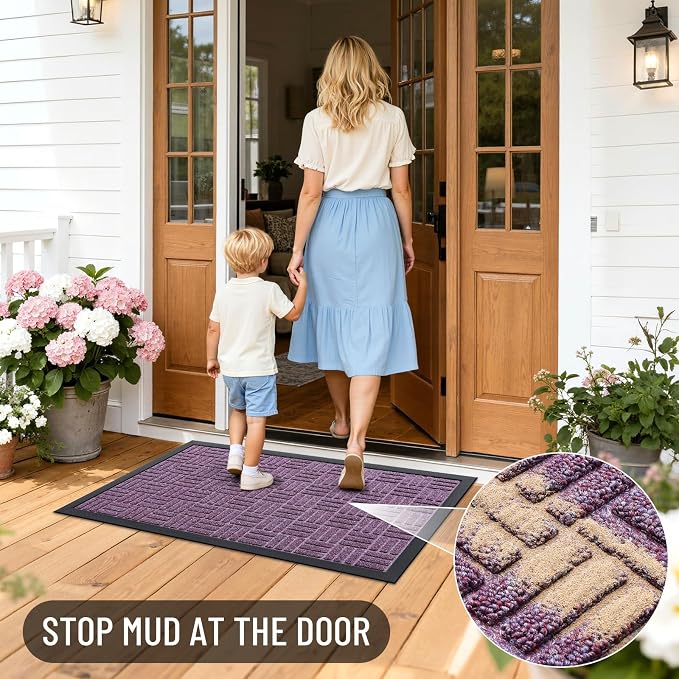 OLANLY Front Door Mat Outside Entrance 47x17, Heavy Duty Sturdy Natural Rubber - Image 6