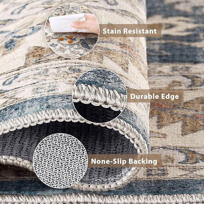 Vintage Hallway Runner Rug 3x8: Large Soft Washable Entryway - Image 6