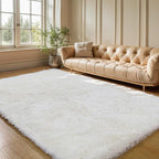 KCHOWUA Cream White Fluffy Area Rugs - Image 8