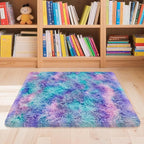 Shaggy Tie Dyed Light Purple Rainbow Rug Small, 2x3 Area Rugs - Image 2