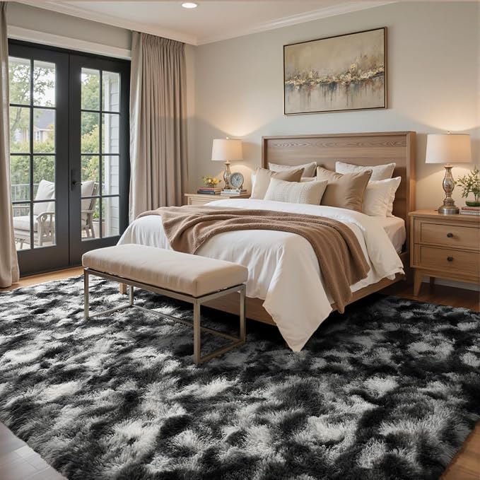 4x6 Ft Shag Area Rug for Bedroom Living Room, Tie-Dyed Ultra Soft Fluffy Furry - Image 3