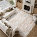 DCX Abstract Area Rug 5x7, Washable Beige Brown Modern Rug by DCXWashableRug