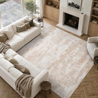 DCX Abstract Area Rug 6x9, Washable Beige Brown Modern Rug - Image 3