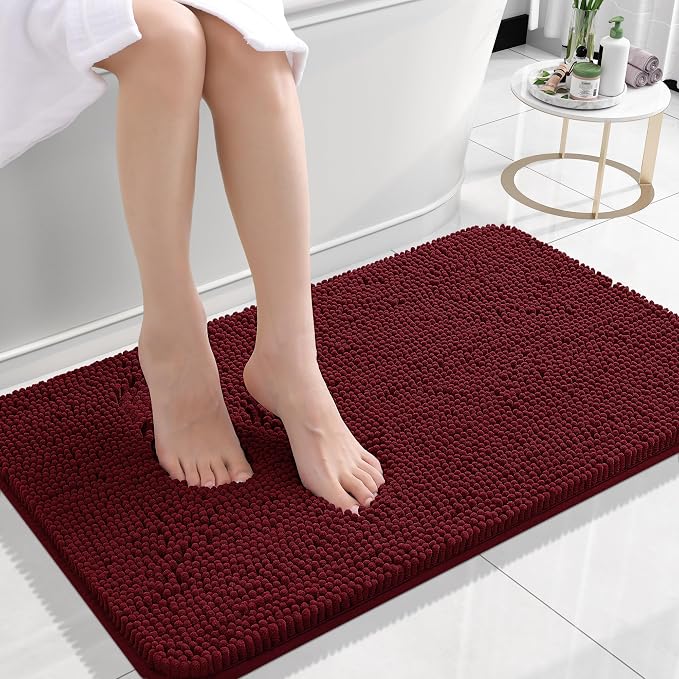 OLANLY Small Bathroom Rugs 24x16, Extra Soft Absorbent Chenille Bath Rugs by OLANLY