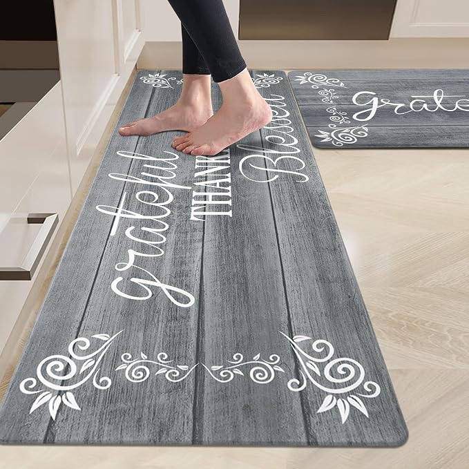 HEBE Anti Fatigue Kitchen Mat Set of 2 Non Slip Cushioned Kitchen Mats - Image 7