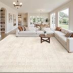 10x12 Area Rugs for Living Room: Vintage Boho Neutral Washable Rug Indoor Soft by Luxturiy