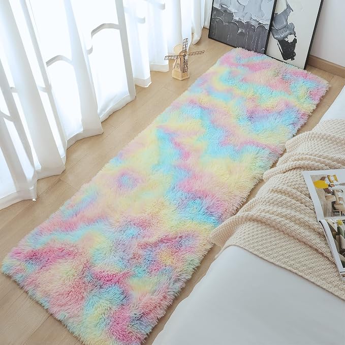 AROGAN Soft Rainbow Area Rugs for Girls Room 2x6 Feet, Fluffy Girls Bedroom Rugs - Image 7