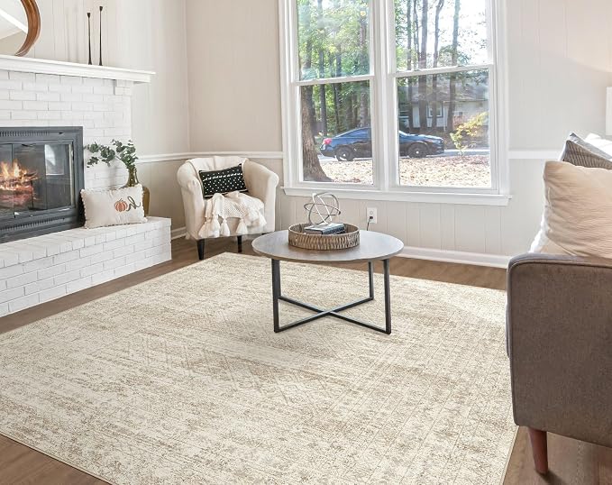 UERMEI Square Area Rugs : Washable 8x8 Neutral Modern Abstract Carpet - Image 6