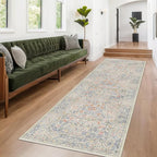 Hazo Haus Beige Blue Washable 2'6"x10' Wide Hallway Runners, Kitchen Runner Rug - Image 6