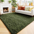 Amdrebio Olive Green Fluffy Area Rugs by Amdrebio
