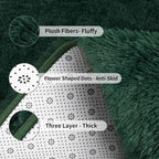 FlyDOIT Large Area Rugs for Living Room, 5x8 Feet Deep-Green Shaggy Rug Fluffy - Image 6