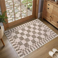 GarveeHome Brown Checkered Rug 2x3 Washable Rug Non-Slip by GarveeHome