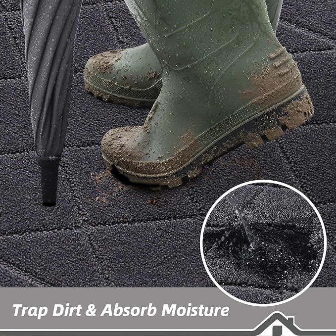 BEQHAUSE Dirt Trapper Door Mat 20" x 32", Doormat Non-Slip Entryway Rugs - Image 3