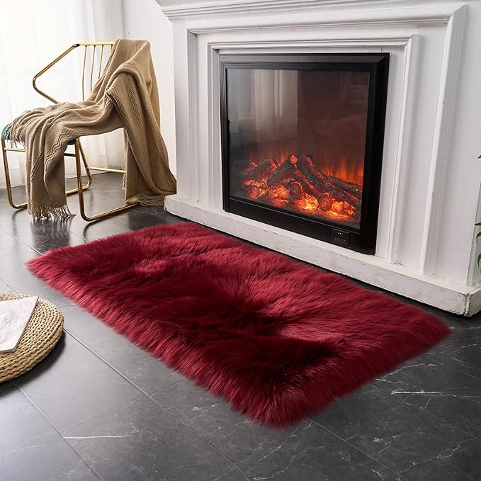 EasyJoy Ultra Soft Fluffy Shaggy Area Rug Faux Fur Rug Chair Cover Seat Pad by EasyJoy