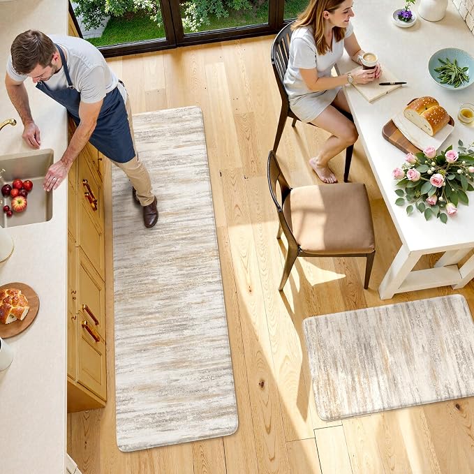 KIMODE Kitchen Anti Fatigue Mats, Farmhouse Abstract Kitchen Rugs Sets of 2 - Image 7