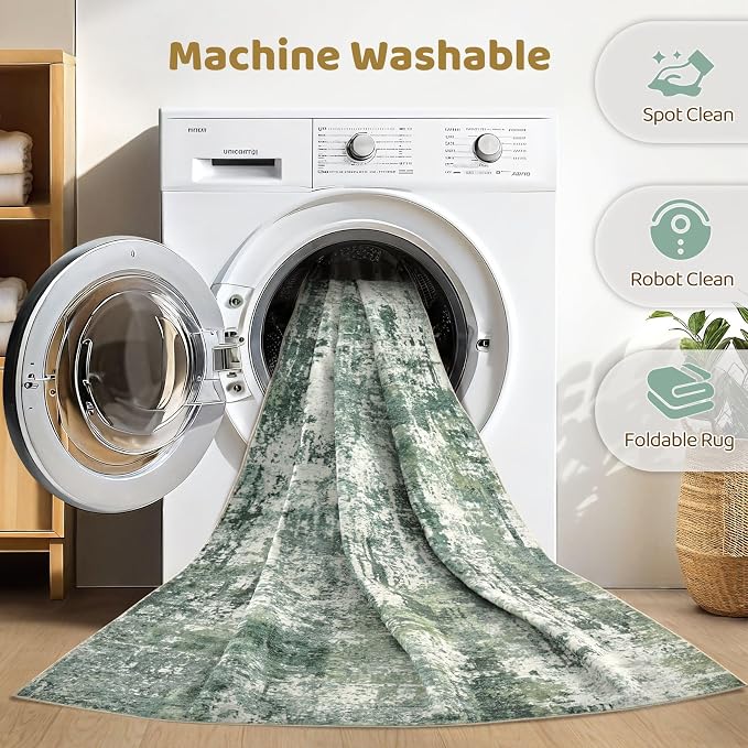 7x10 Area Rug Living Room: Washable Large Abstract Soft Stain Resistant Indoor - Image 2