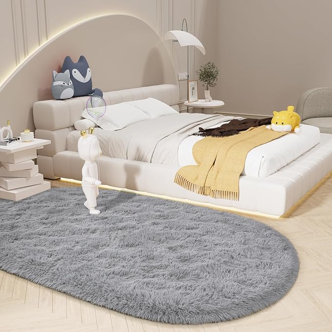 LOCHAS Bedroom Rug 3.3' x 6.2', Soft Oval Throw Rugs Carpet by LOCHAS