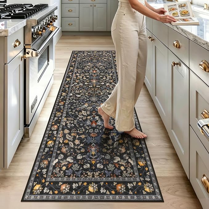 HEBE Washable Hallway Runner Rug 2'x 8' Non Slip Kitchen Rugs Runner, Low Pile - Image 9