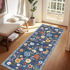 RELEANY Floral 2x6 Area Rugs Washable Print Boho Cute Carpet Non Slip Flower by RELEANY