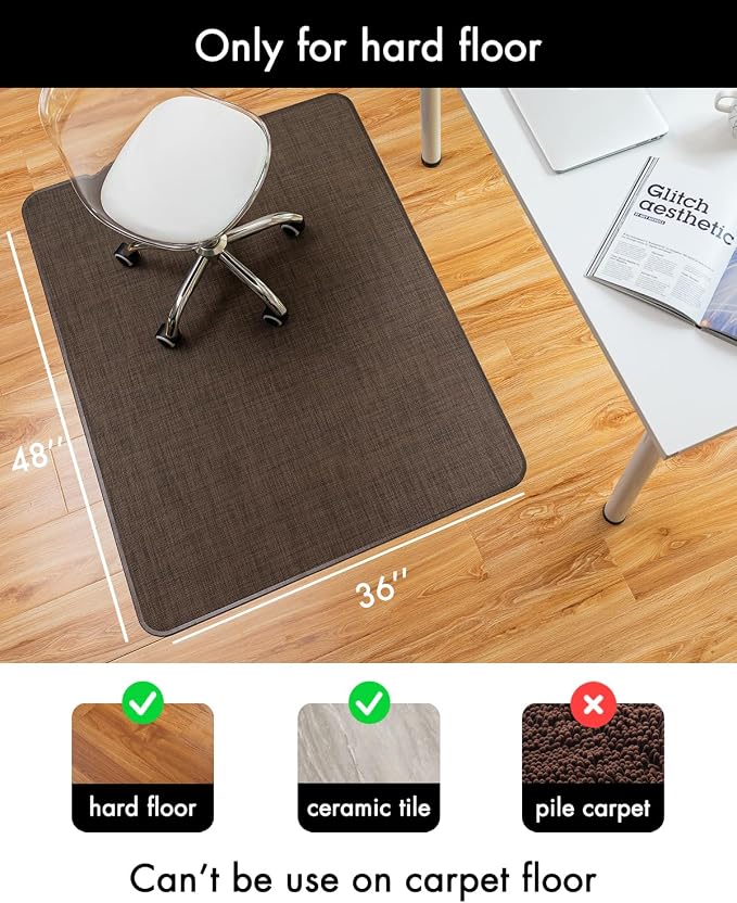 BARoyal Office Chair Mat for Hardwood Floor Under Desk Computer Rolling Chair - Image 3