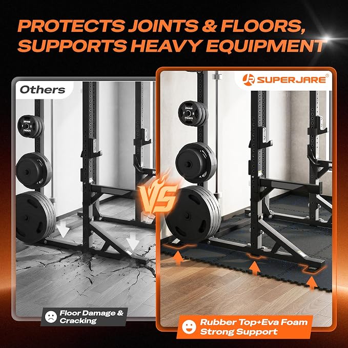 SUPERJARE 0.56'' Thick 36 Pcs 144 Sq Ft Rubber Top Exercise Equipment Mats - Image 4