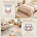 Lahome Pink Boho Nursery Rug 4x6, Washable Non Slip Soft Botanical Area Rug - Image 7