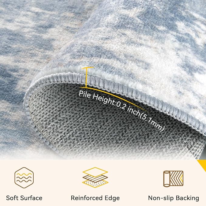 RELEANY Washable Area Rugs 6'x9' Non-Slip Modern Abstract Soft - Image 5