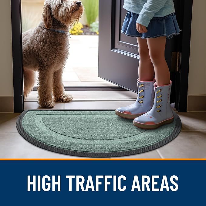 OLANLY Half Circle Door Mat Indoor Outdoor Entrance Welcome, Waterproof - Image 6