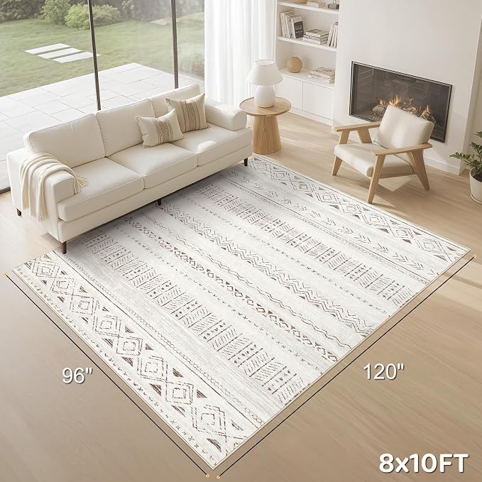 cotiled 8x10 Area Rugs Living Room Rug: Washable Boho Rugs - Image 2